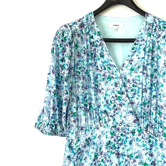 Suncoo Paris Clea Blue Ruffled Mini Dress - Picture 4 of 16